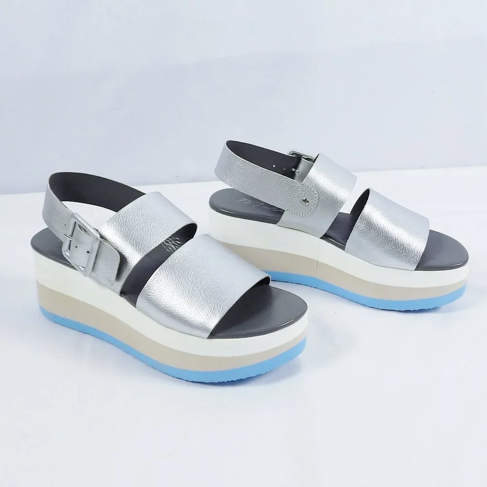 Matisse JAMs Double Strap Platform Sandal Silver New in Box